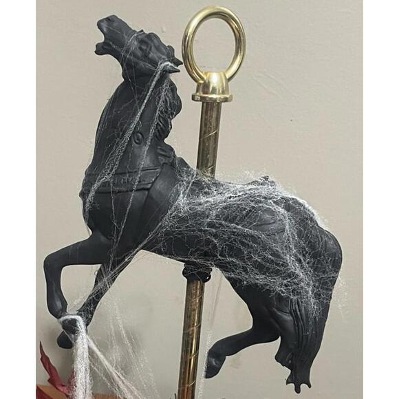 Carousel pony horse black goth gothic witch witchy unicorn floral Halloween - Picture 1 of 4
